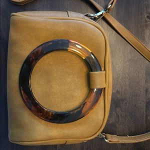 Anthropologie Vegan Leather Purse with Tortoiseshell Handles